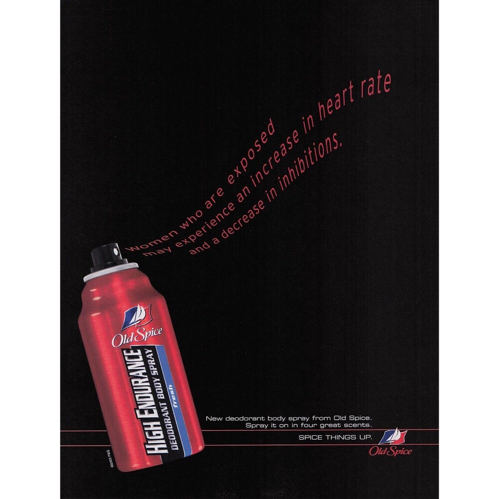 old spice high endurance spray 2003 Print Ad Poster women deodorant heart rate